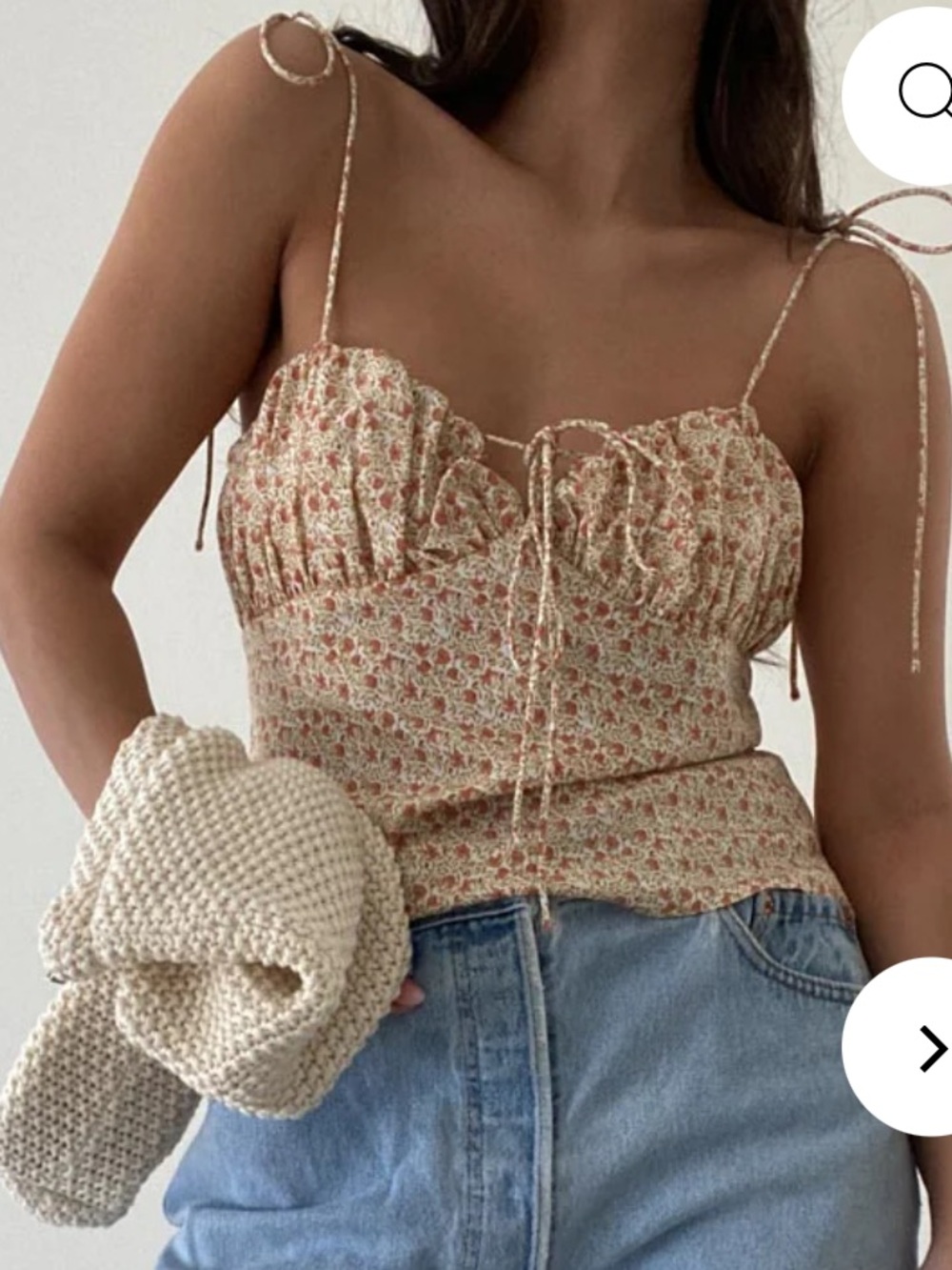 Et Clet Floral Tie-Front Cami Top - Picture 2 of 7